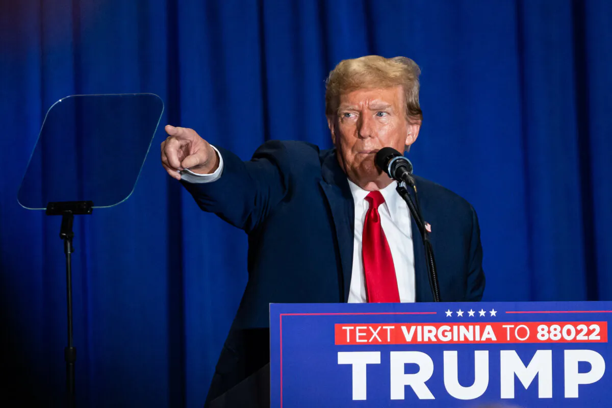 Republican presidential candidate President Donald J. Trump speaks at the Greater Richmond Convention Center in Richmond, Va., on March 2, 2024. (Madalina Vasiliu/The Epoch Times)