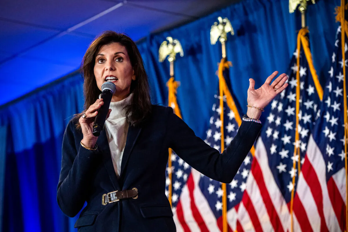Republican presidential hopeful and former U.S. Ambassador to the U.N. Nikki Haley speaks during a campaign rally in Portland, Maine, on March 3, 2024. (Joseph Prezioso/AFP via Getty Images)