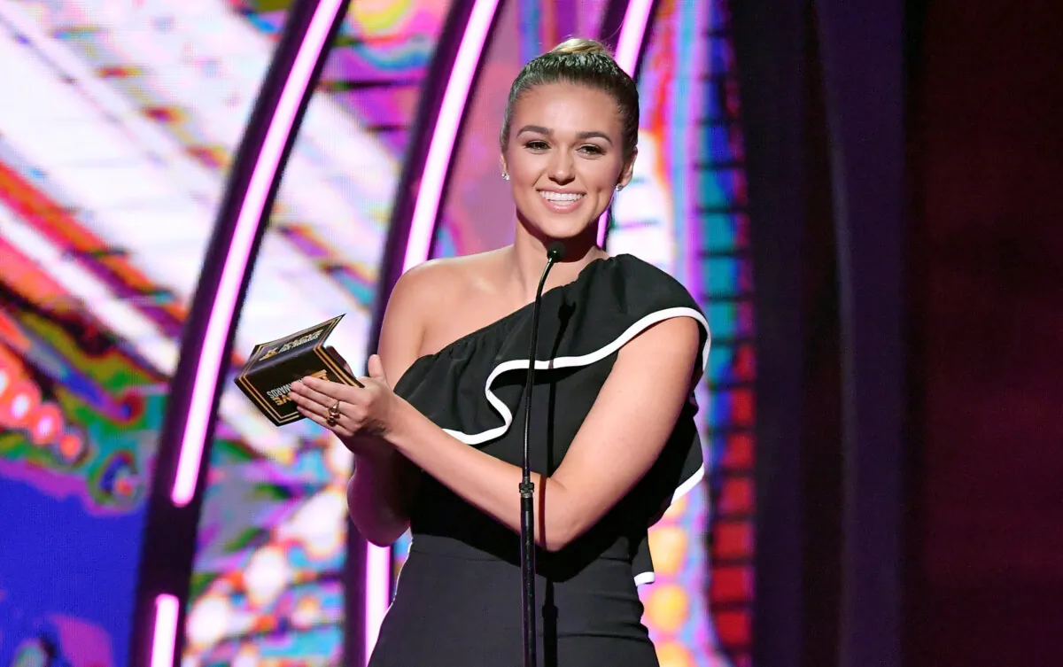 NASHVILLE, TN - MAY 27: Actress Sadie Robertson speaks onstage during the 6th Annual KLOVE Fan Awards at The Grand Ole Opry on May 27, 2018 in Nashville, Tennessee. (Photo by Jason Davis/Getty Images for KLOVE)