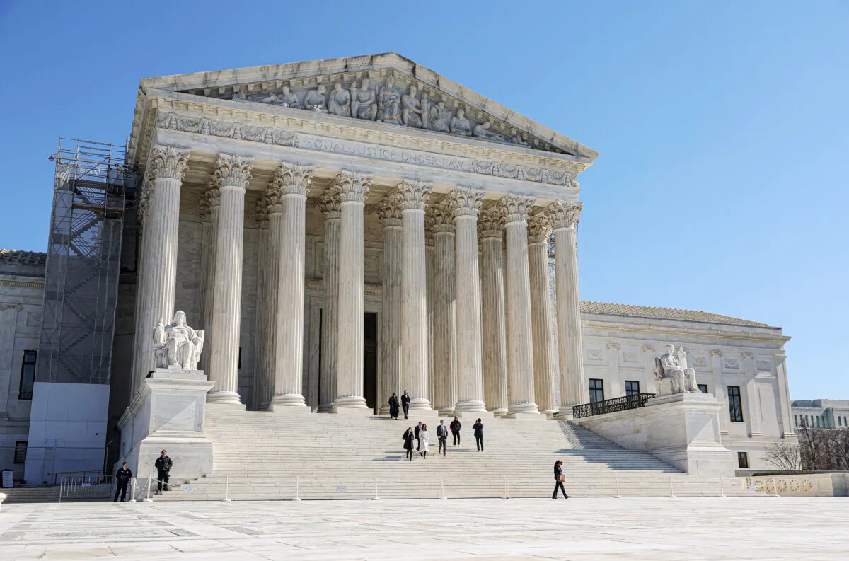 People leave the U.S. Supreme Court in Washington on Feb. 21, 2024. (Kevin Dietsch/Getty Images)