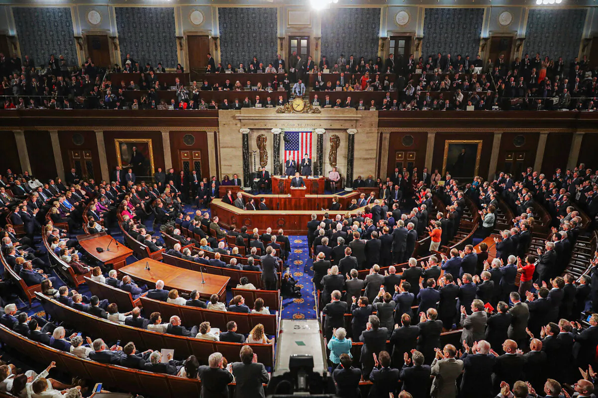 President Donald Trump addresses a joint session of the Congress in the House chamber of the U.S. Capitol in Washington on Feb. 28, 2017. (Chip Somodevilla/Getty Images)