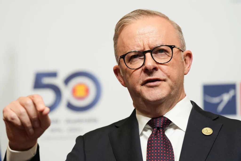 Australian Anthony Albanese Prime Minister speaks at a news conference during the ASEAN-Australia Special Summit in Melbourne, Australia on March 5, 2024. (Asanka Ratnayake/Getty Images)