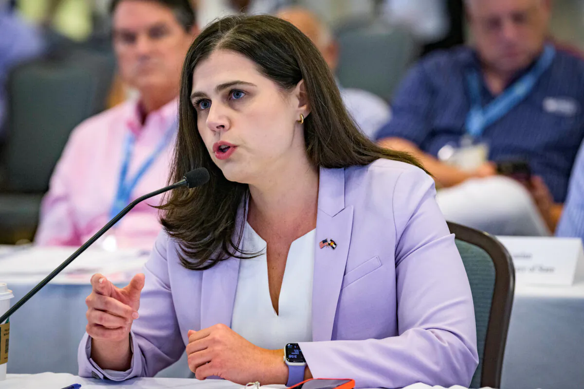 Colorado Secretary of State Jena Griswold speaks during a committee meeting in Baton Rouge, La., on July 8, 2022. (Matthew Hinton/AP Photo)