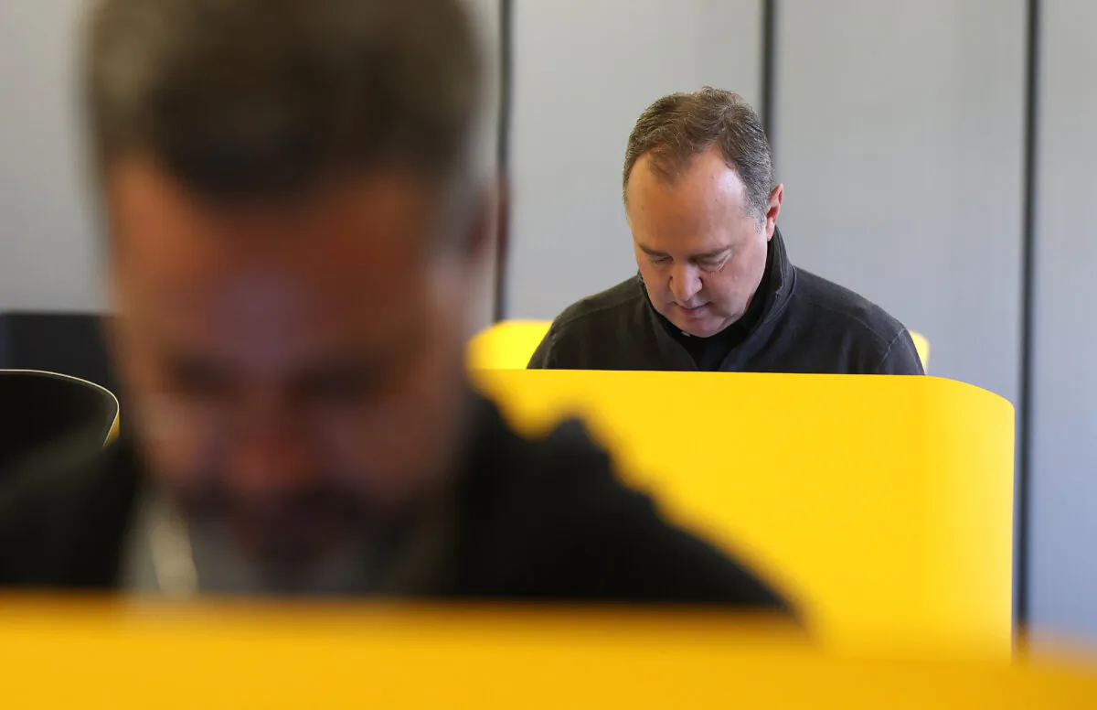 Democrat Senate candidate Rep. Adam Schiff casts his ballot in Burbank, California, on March 05, 2024. (Justin Sullivan/Getty Images)