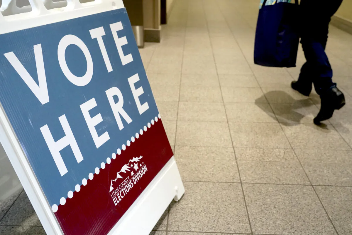 Voters enter a polling location on primary election day, in Provo, Utah, on March 5, 2024. (George Frey/AFP via Getty Images)