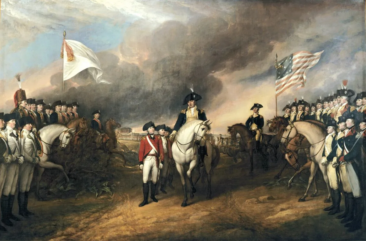 "Surrender of Lord Cornwallis," 1817, by John Trumble. It depicts the victorious Continental Army astride, while 'Redcoats' stand. This capitulation came after the Siege of Yorktown. (Public Domain)