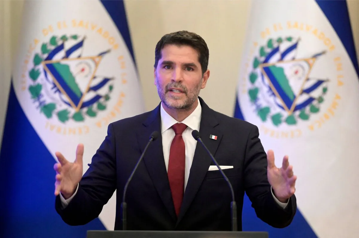 Mexican actor Eduardo Verástegui speaks during a press conference in San Salvador on July 28, 2023. (Oscar Rivera/AFP via Getty Images)