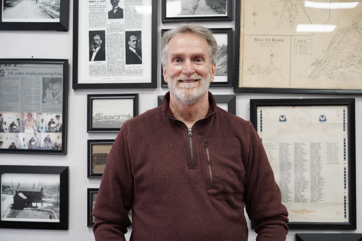 Ike Palmer at the village hall in Otisville, N.Y., on Feb. 29, 2024. (Cara Ding/The Epoch Times)