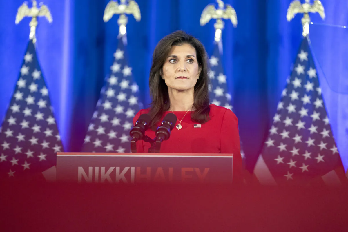 Republican presidential candidate, former U.S. Ambassador to the U.N. Nikki Haley announces the suspension of her presidential campaign at her campaign headquarters in Daniel Island, S.C., on March 6, 2024. (Sean Rayford/Getty Images)