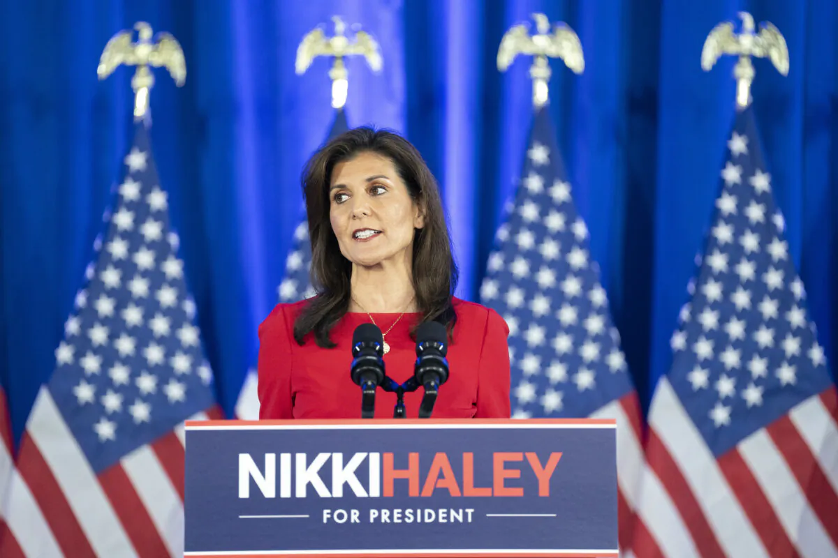 Republican presidential candidate, former U.N. Ambassador Nikki Haley announces the suspension of her presidential campaign at her campaign headquarters on March 6, 2024, in Daniel Island, S.C. by (Sean Rayford/Getty Images)