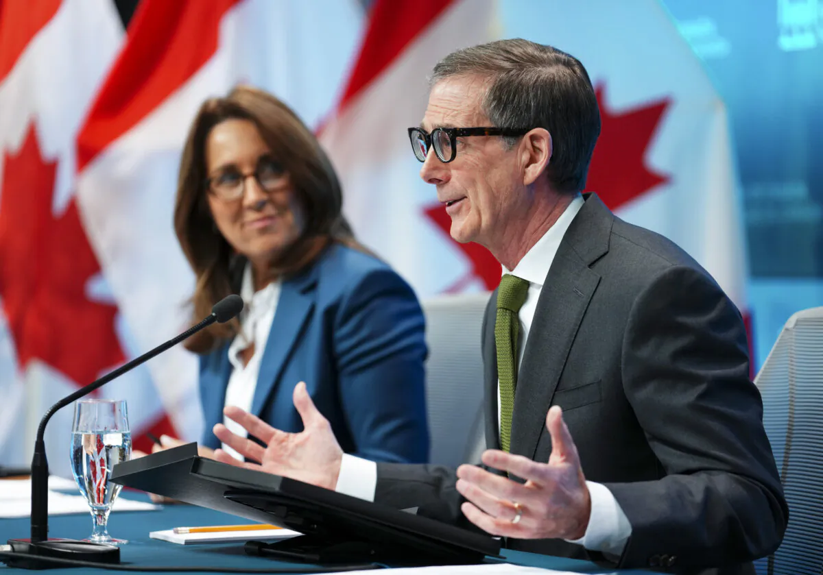 Bank of Canada Governor Tiff Macklem and Senior Deputy Governor Carolyn Rogers hold a press conference at the Bank of Canada in Ottawa on March 6, 2024. (The Canadian Press/Sean Kilpatrick)
