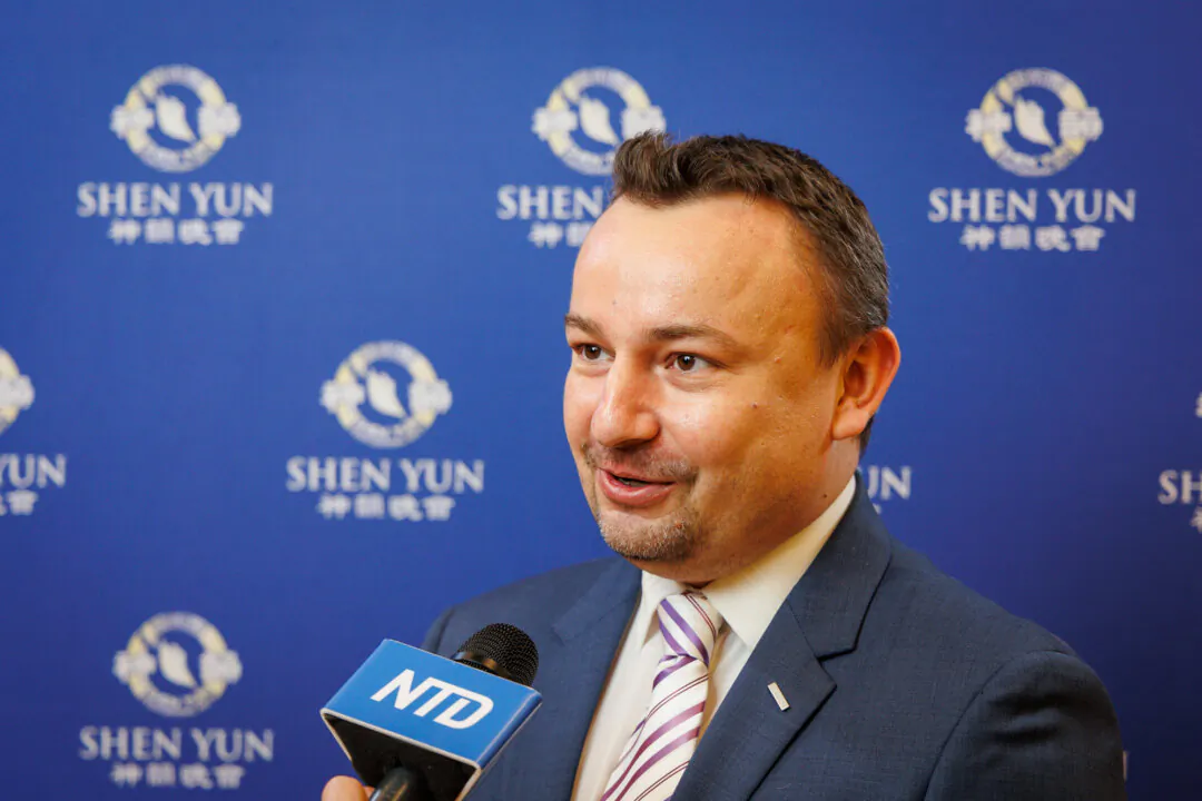 Jan Bezděk, attending a performance of Shen Yun at the Prague Congress Centre, March 3, 2024. (Kamil Rakyta/The Epoch Times)