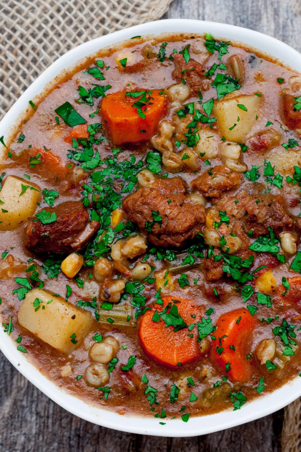This Beef and Barley Stew is made in the slow-cooker for a tender, flavorful, and supremely easy dinner. (Courtesy of Amy Dong)