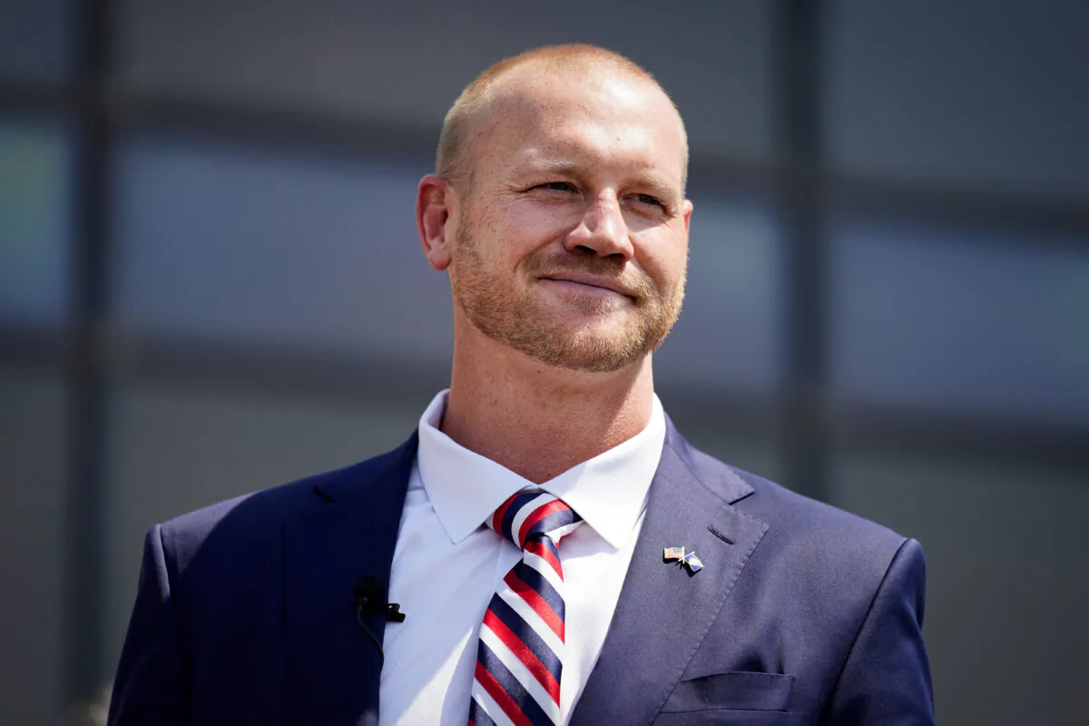 Republican congressional candidate Daniel Rodimer speaks at the Las Vegas Police Protective Association in Las Vegas on Aug. 18, 2020. (John Locher/AP Photo)