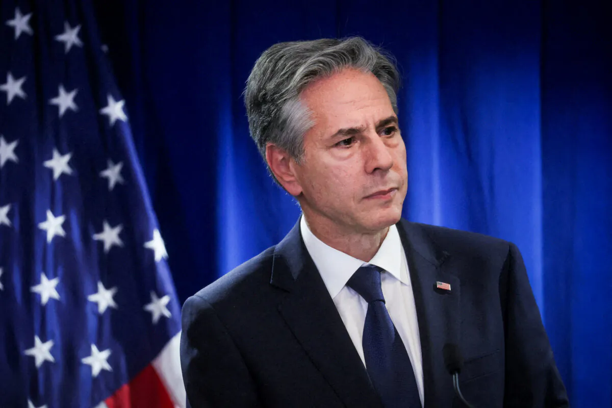 Secretary of State Antony Blinken holds a press conference in Beijing American Center at the U.S. Embassy in Beijing on June 19, 2023. (Leah Millis/Pool/Reuters)