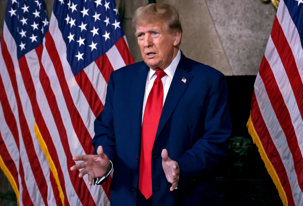 Republican presidential candidate, former President Donald Trump speaks in the library, at Mar-a-Lago in Palm Beach, Fla., on March 4, 2024. (Alon Skuy/Getty Images)