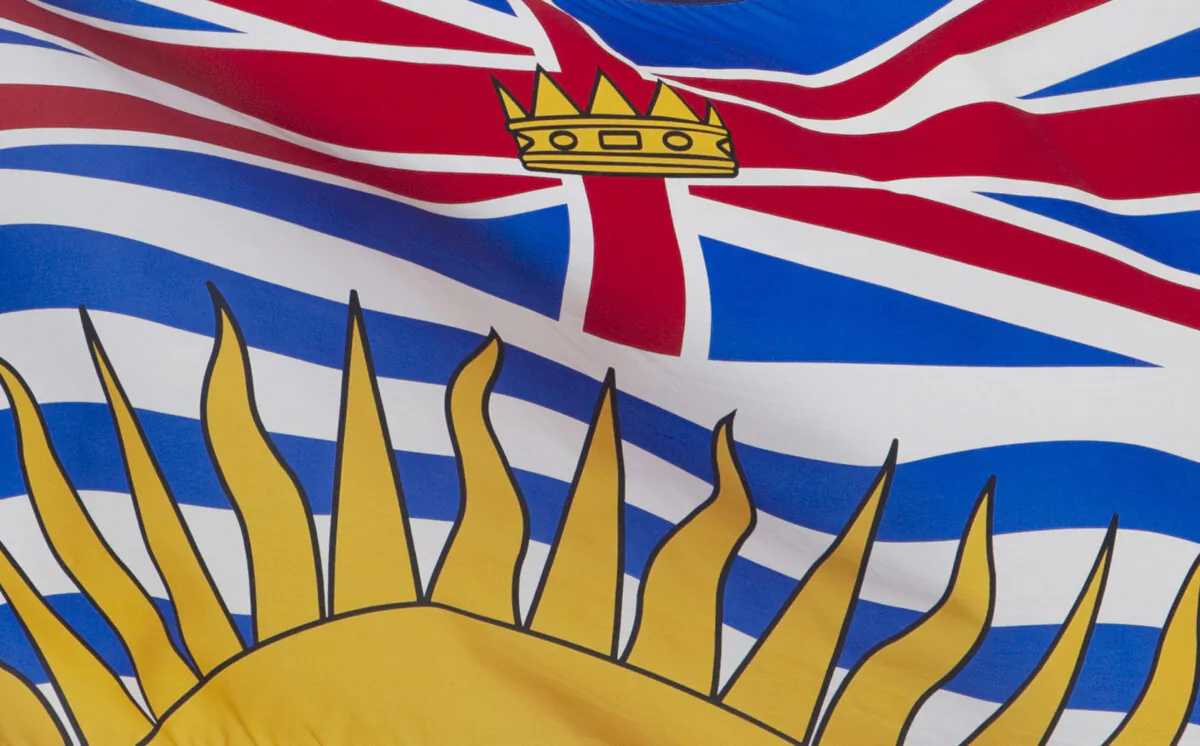 British Columbia's provincial flag flies on a flag pole in Ottawa, on July 3, 2020. (The Canadian Press/Adrian Wyld)