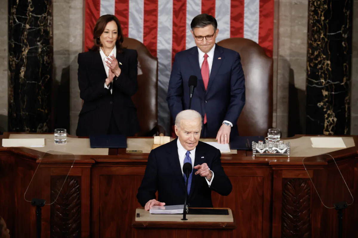 President Joe Biden delivers the State of the Union address during a joint meeting of Congress in the House chamber at the U.S. Capitol on March 7, 2024. (Chip Somodevilla/Getty Images)