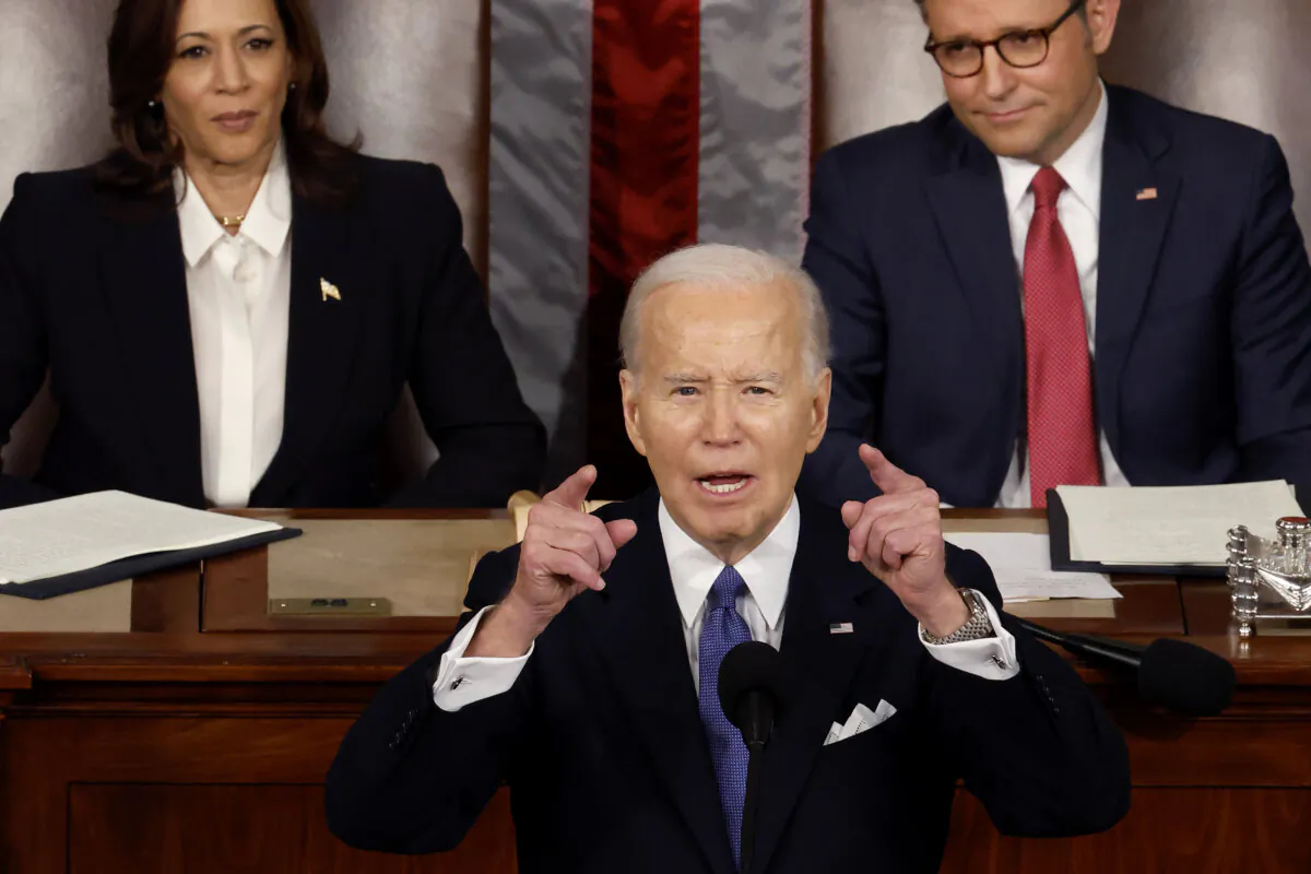 President Joe Biden delivers the State of the Union address during a joint meeting of Congress in the House chamber at the U.S. Capitol on March 7, 2024 in Washington. (Chip Somodevilla/Getty Images)