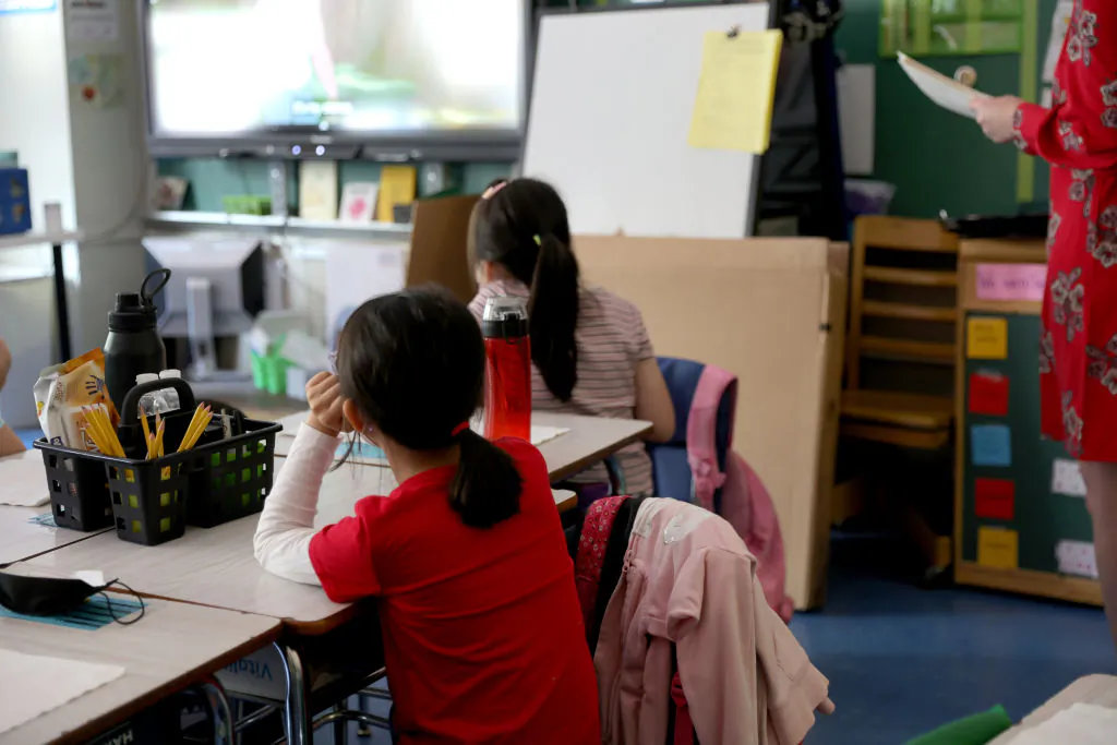 Students attend class on the second to last day of school as New York City public schools prepare to wrap up the year at Yung Wing School P.S. 124 in New York City, on June 24, 2022. (Michael Loccisano/Getty Images)