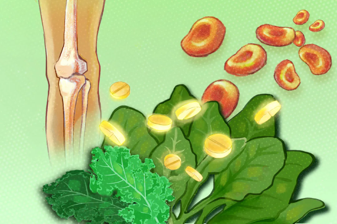 Vitamin K aids in blood clotting and strengthening bones. (Illustration by The Epoch Times)