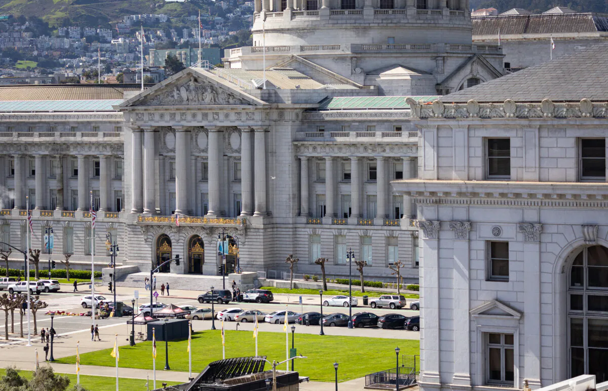 The city hall of San Francisco on March 8, 2024. (John Fredricks/The Epoch Times)
