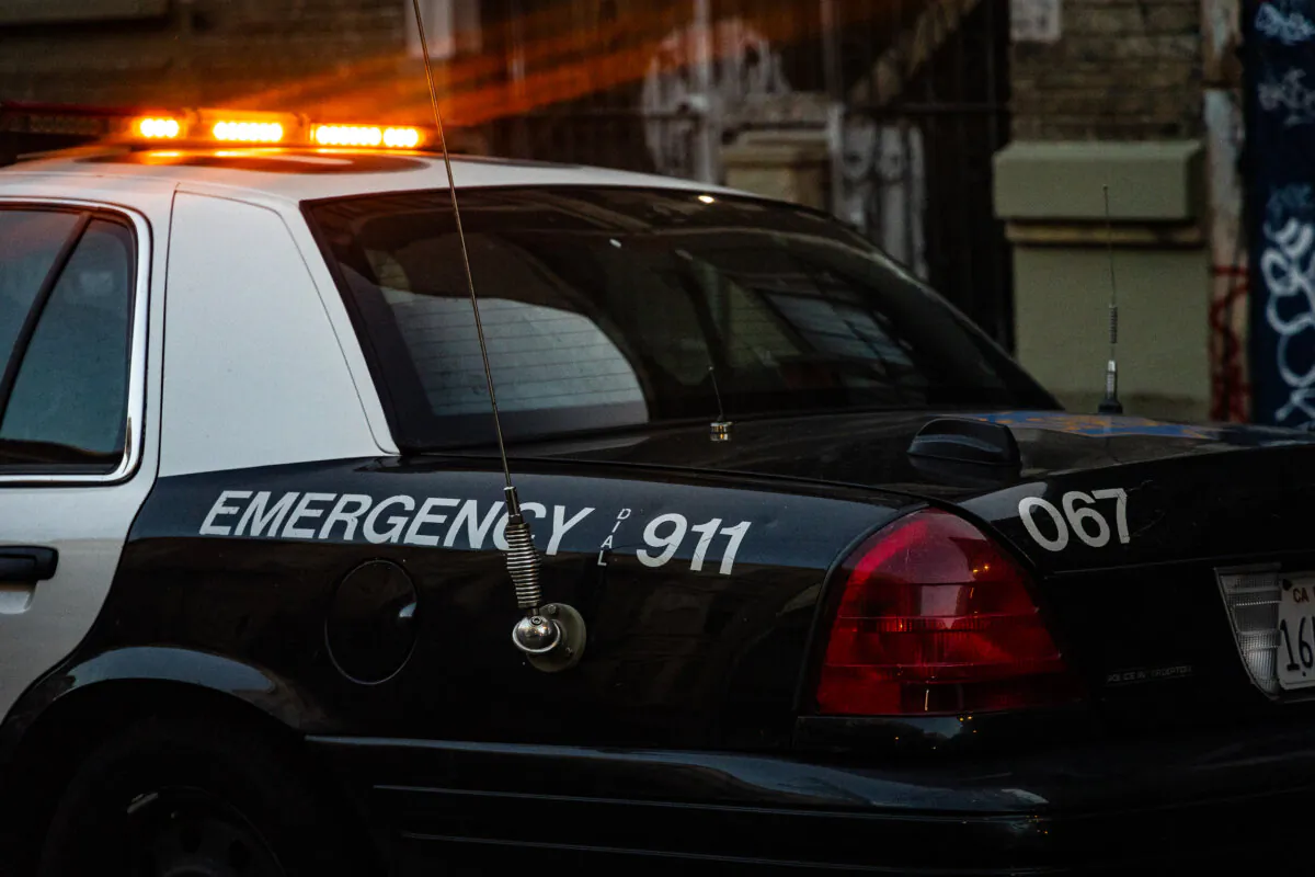 Police respond to crime in San Francisco on March 7, 2024. (John Fredricks/The Epoch Times)