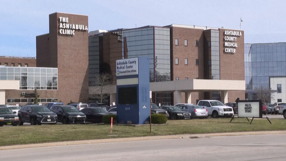 Exterior of Ashtabula County Medical Center is shown in Ashtabula, Ohio, on March 9, 2024. (WKYC via AP)