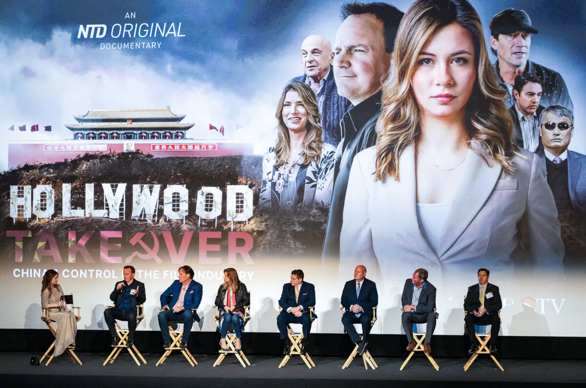 The premiere of the NTD film "Hollywood Takeover" at the Harmony Gold theater in Los Angeles on March 6, 2024. (John Fredricks/The Epoch Times)