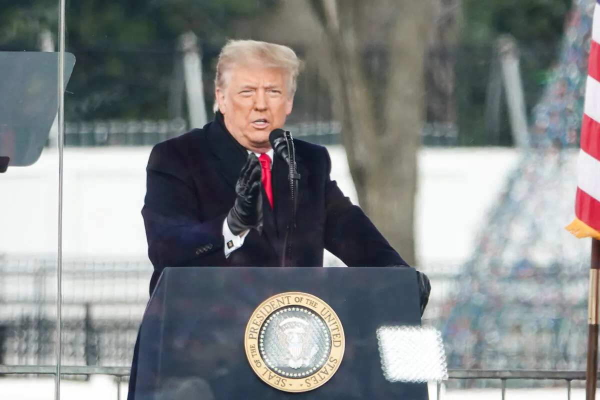 President Donald Trump at a rally in Washington on Jan. 6, 2021. (Jenny Jing/The Epoch Times)
