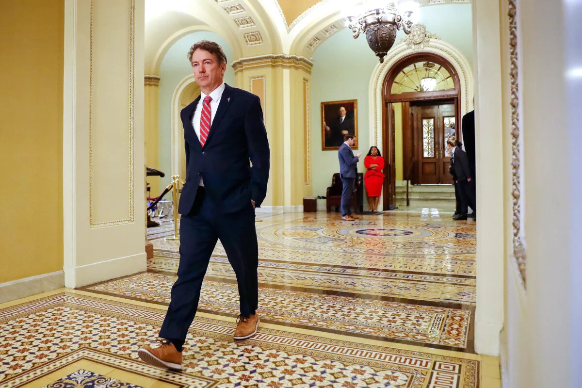 Sen. Rand Paul (R-Ky.) heads for the weekly Senate Republicans policy luncheon at the U.S. Capitol in Washington on January 7, 2020. (Chip Somodevilla/Getty Images)