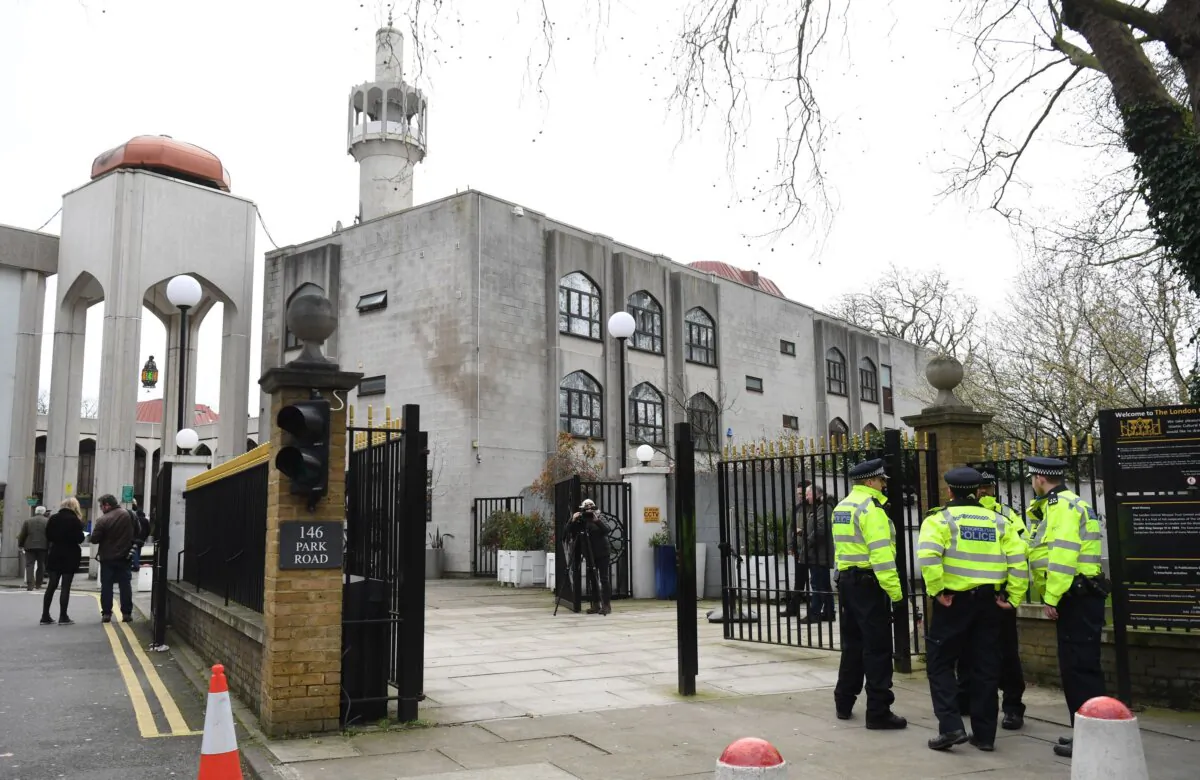 Police outside the London Central Mosque in an undated file photo. (PA)
