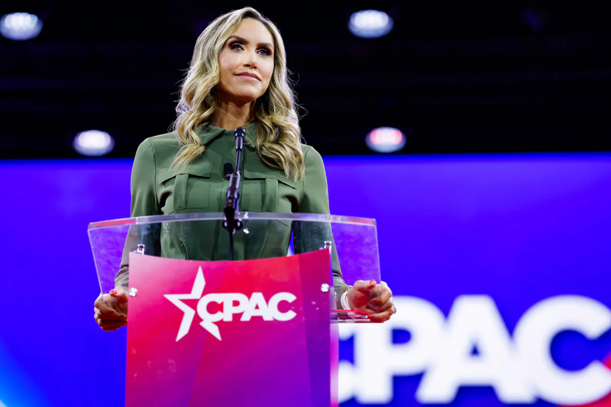 Lara Trump speaks during the Conservative Political Action Conference at Gaylord National Resort Hotel and Convention Center in National Harbor, Md., on Feb. 22, 2024. (Anna Moneymaker/Getty Images)