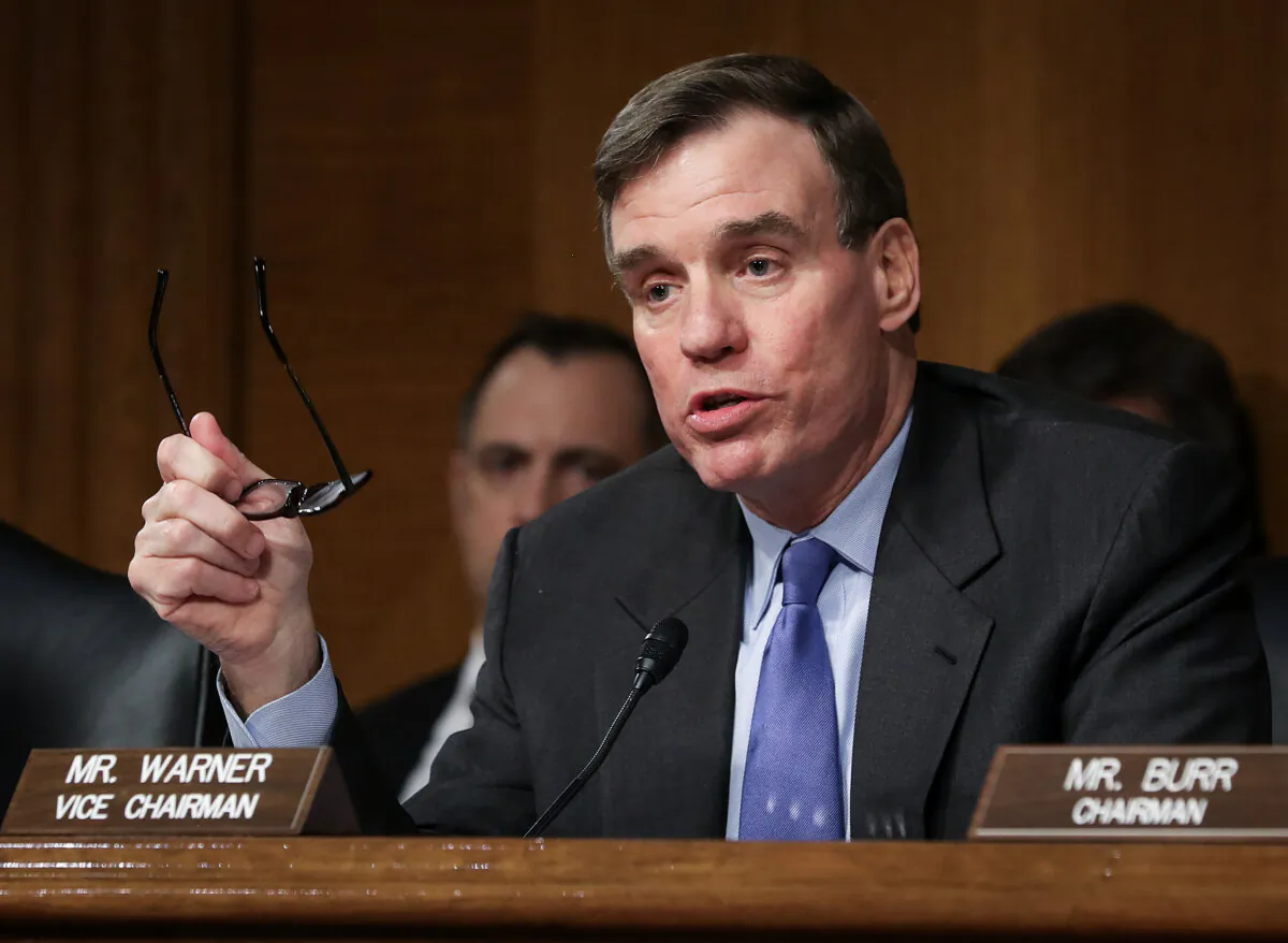 Sen. Mark R. Warner (D-Va.), vice chair of the Senate Select Committee on Intelligence, speaks at a hearing in Washington on Jan. 10, 2017. (Joe Raedle/Getty Images)