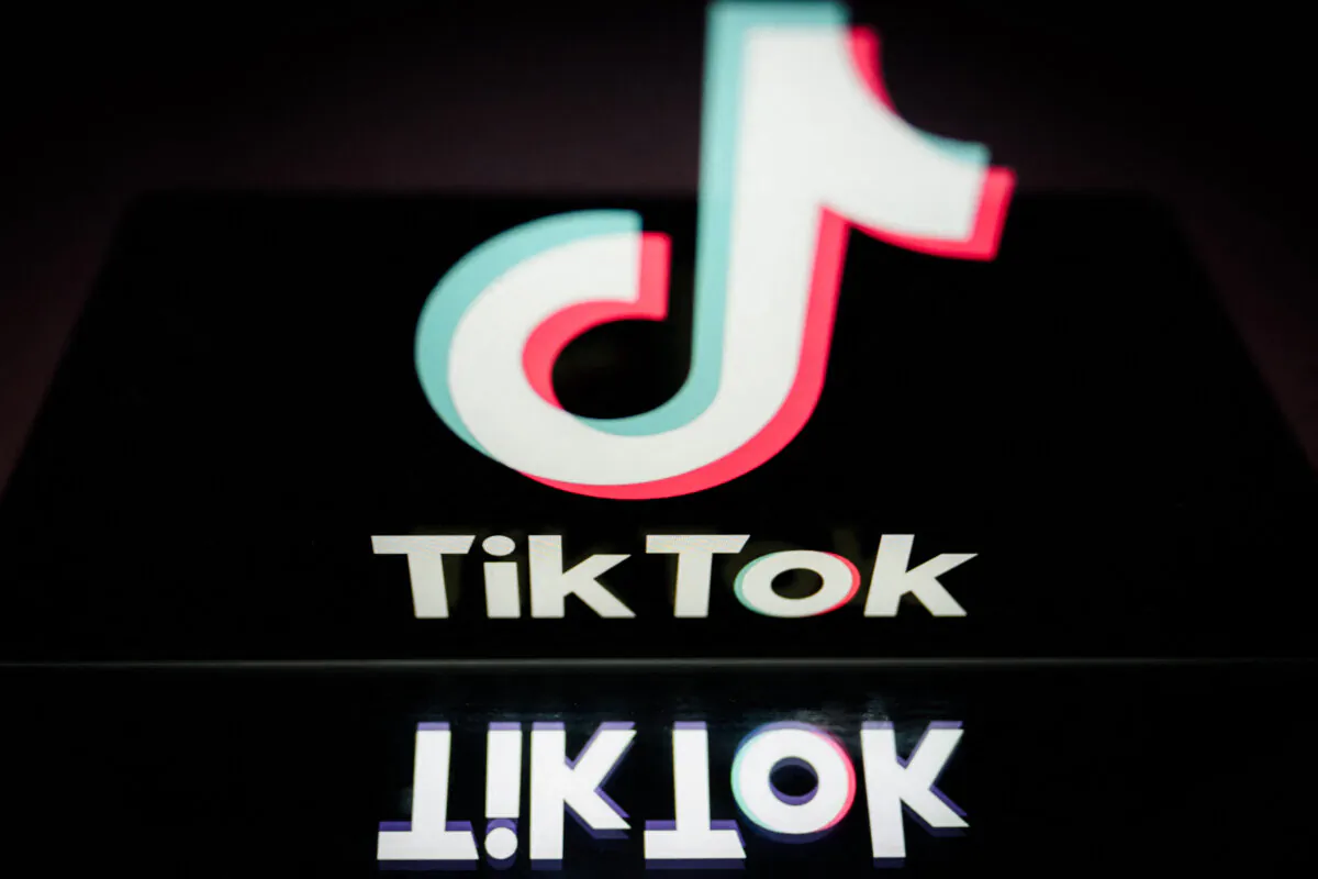 The logo of Chinese social network TikTok in Nantes, France, on March 7, 2024. (Loic Venance/AFP via Getty Images)