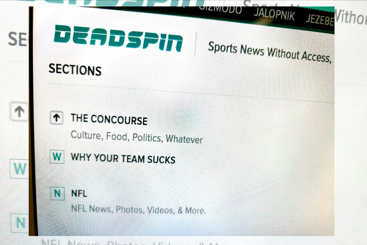 The homepage of Deadspin website in 2019. (Bill Pan/The Epoch times)