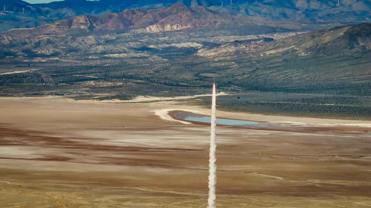 A Castelion hypersonic vehicle is test launched in the Mojave Desert, Calif., on March 9, 2024. (Castelion/Handout via Reuters)