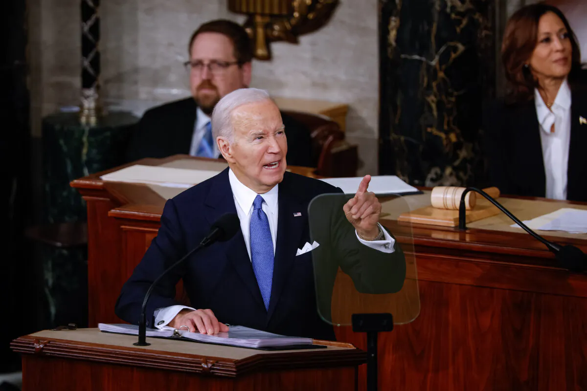 President Joe Biden delivers the State of the Union address during a joint meeting of Congress in the House chamber at the U.S. Capitol on March 7, 2024. (Chip Somodevilla/Getty Images)