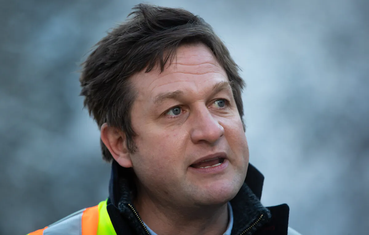 Transportation Minister Rob Fleming speaks at a press conference near Hope, B.C., on Dec. 20, 2021. (The Canadian Press/Darryl Dyck)