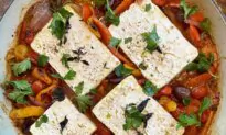 Baked Feta on a Bed of Sweet, Jammy Veggies