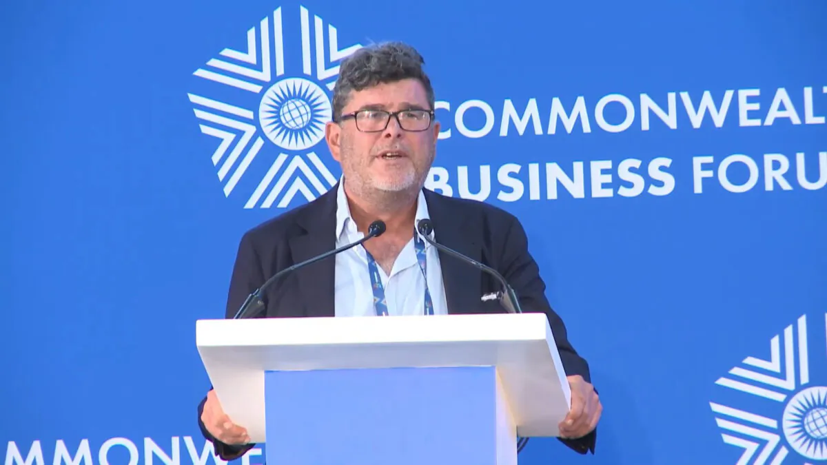 Screengrab taken from the CHOGM 2022 YouTube channel of Frank Hester speaking at a Commonwealth Business Forum event in Kigali, Rwanda, in June 2022. (CHOGM/PA)