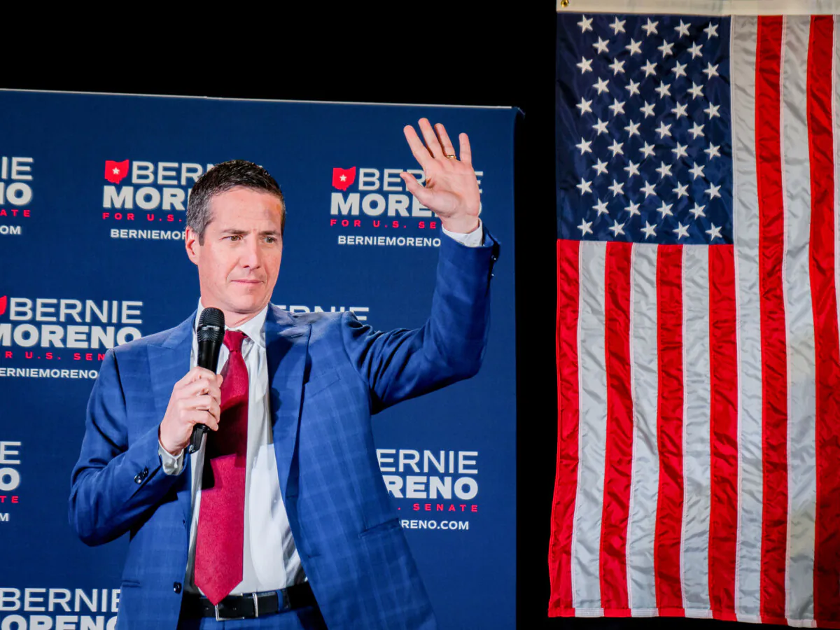 Cleveland entrepreneur Bernie Moreno kicks off his 2024 Ohio U.S. Senate campaign with an event in suburban Cincinnati on April 18, 2023. (Everitt Townsend)