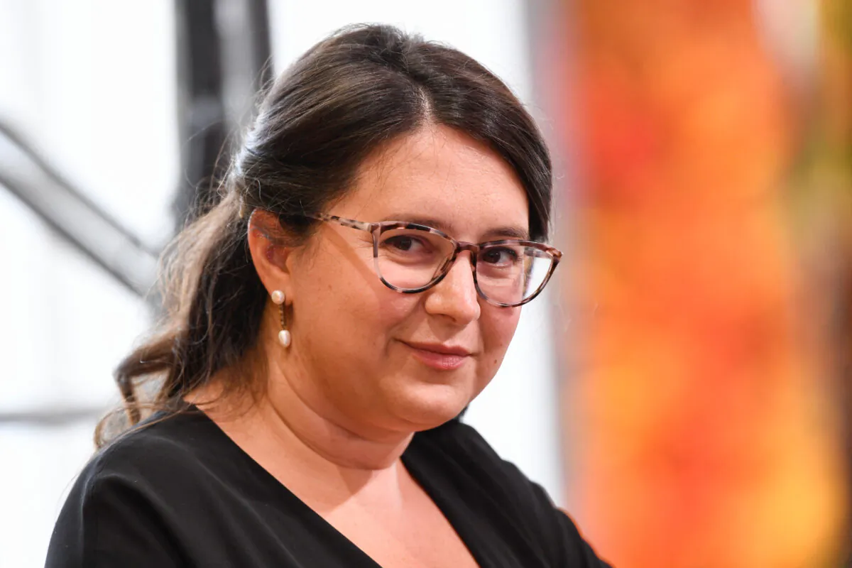 Opinion writer and editor Bari Weiss speaks during the Milken Institute Global Conference in Beverly Hills, Calif., on May 3, 2022. (Patrick T. Fallon/AFP via Getty Images)