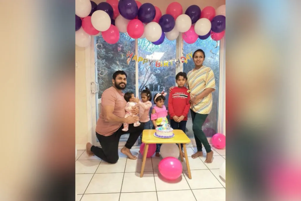 Dhanushka Wickramasinghe (L), and Darshani Ekanyake (R) pose for a photo along with their seven-year-old son, Inuka Wickramasinghe, and three daughters: Ashwini, 4; Rinyana, 2; and Kelly, two-and-a-half months in this undated handout photo. (The Canadian Press/HO-Facebook)