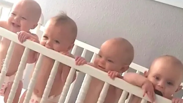 Tickles Are Great: Four Babies Laugh Together in Their Crib