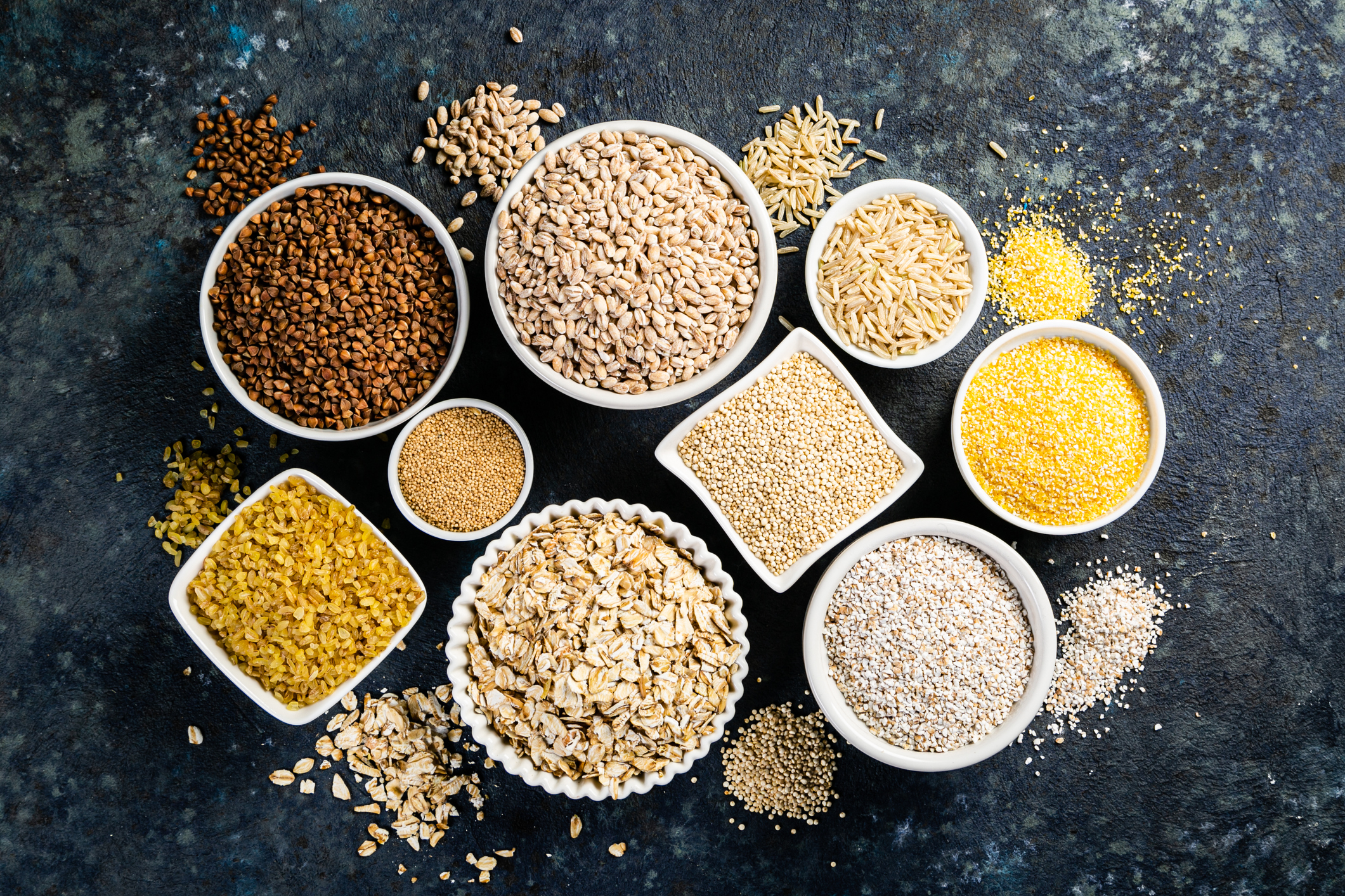 an assortment of whole grains