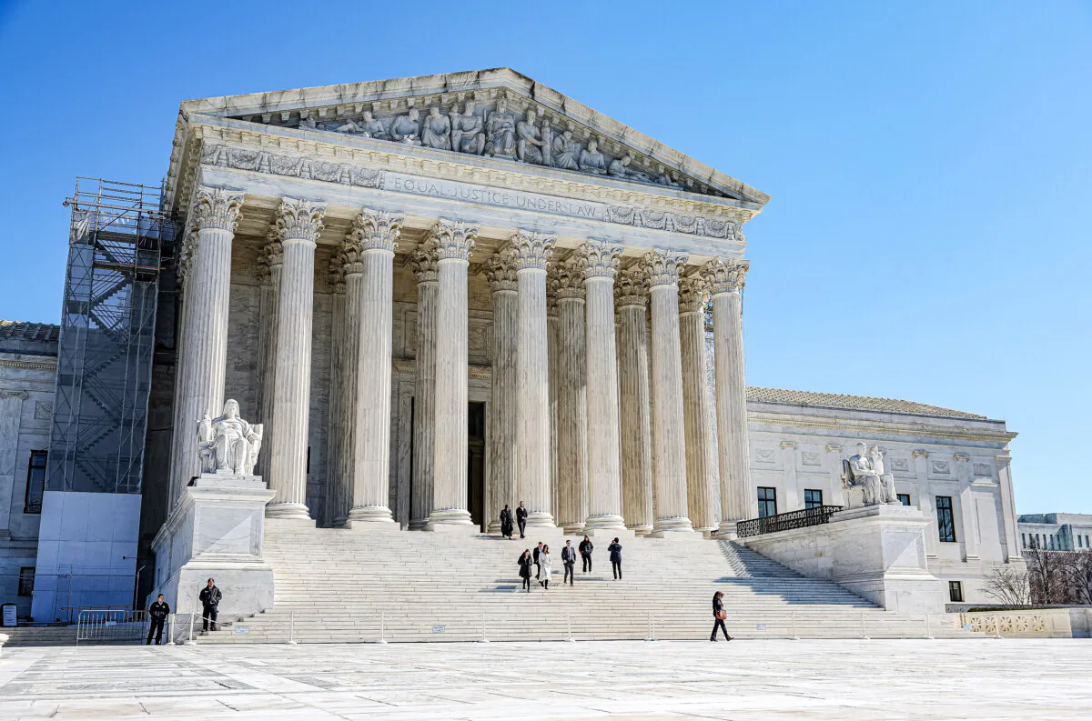 People leave the U.S. Supreme Court in Washington on Feb. 21, 2024. (Kevin Dietsch/Getty Images)