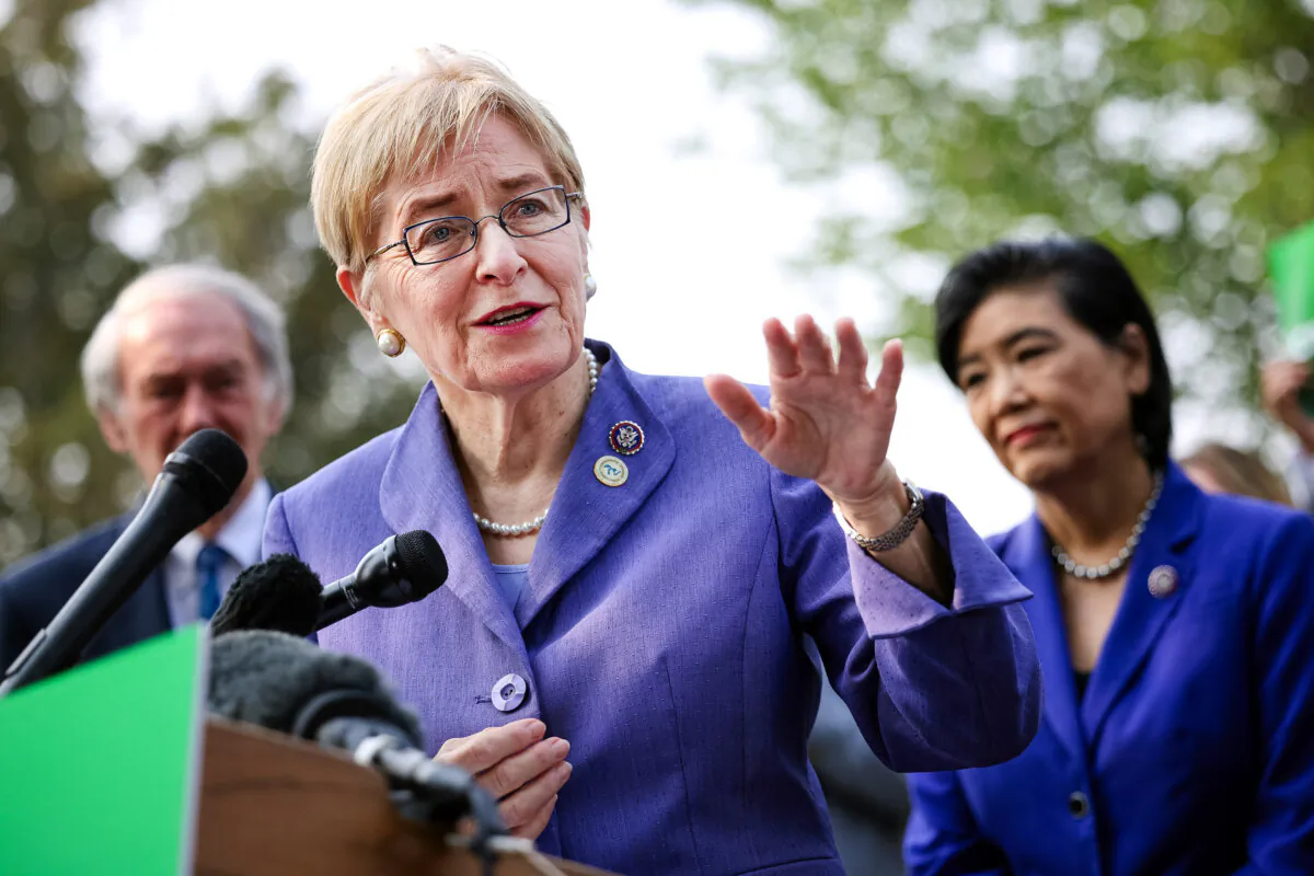 Rep. Marcy Kaptur (D-Ohio) speaks at a press conference in Washington on July 20, 2021. (Kevin Dietsch/Getty Images)