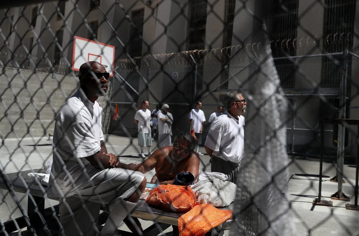 Condemned inmates  in an exercise yard at San Quentin State Prison's death row on Aug. 15, 2016, in San Quentin, California.  (Justin Sullivan/Getty Images)