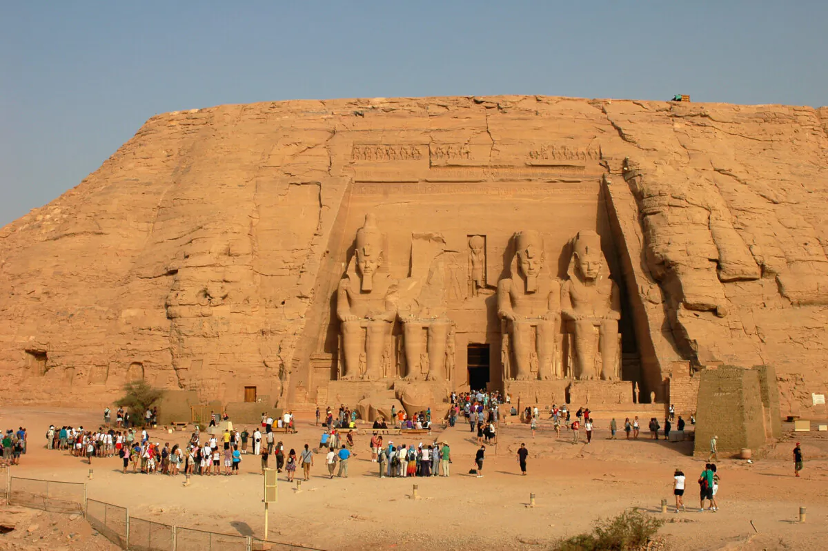 Tourists at the huge statues of Pharaoh Ramesses II at Abu Simbel, Egypt. (Dreamstime/TNS)